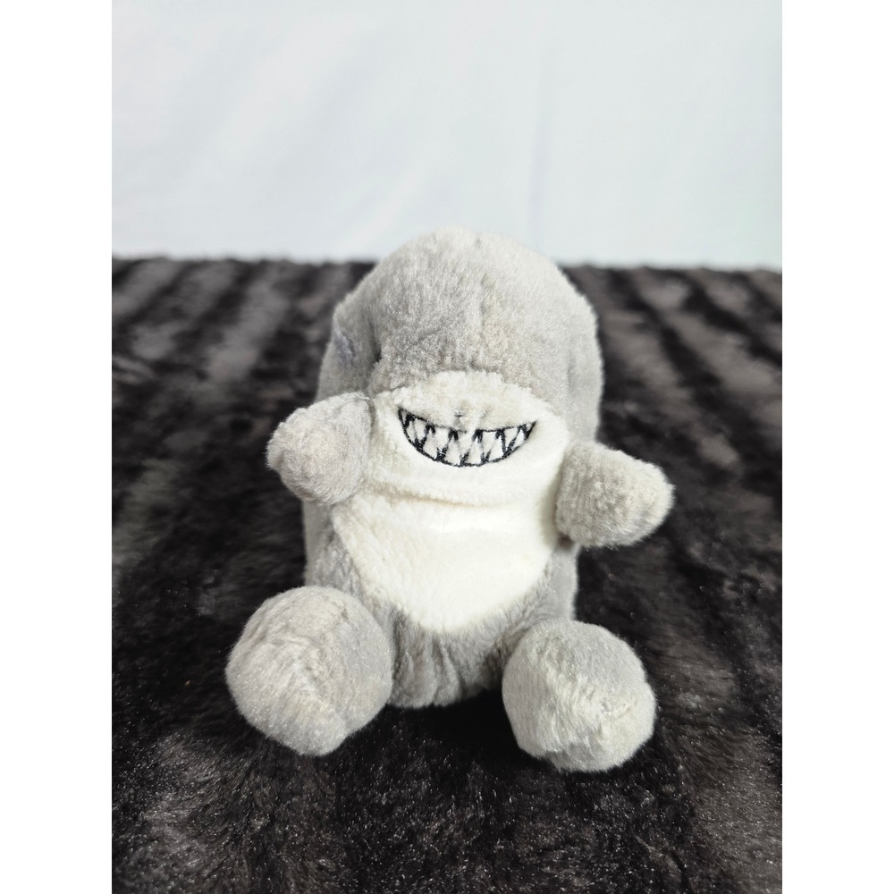 Aurora Palm Pals Silver Shark Grey White Small Bean Bag Plush Toy Cut Tags